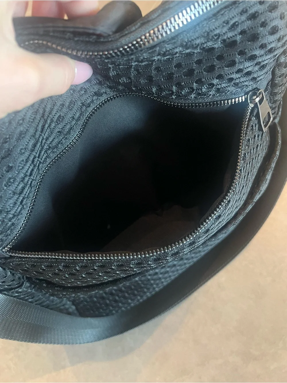 Black Mesh Crossbody Backpack - Unbranded
